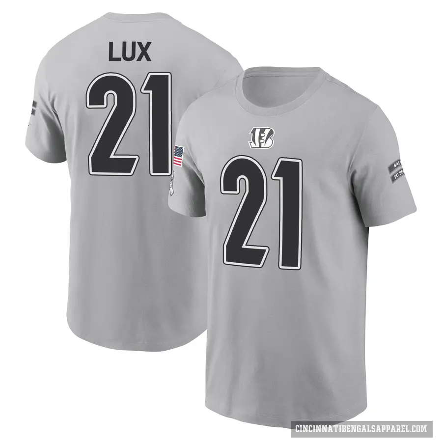 Men's ＃21 Bralyn Lux Cincinnati Bengals Gray 2024 Salute to Service T-Shirt