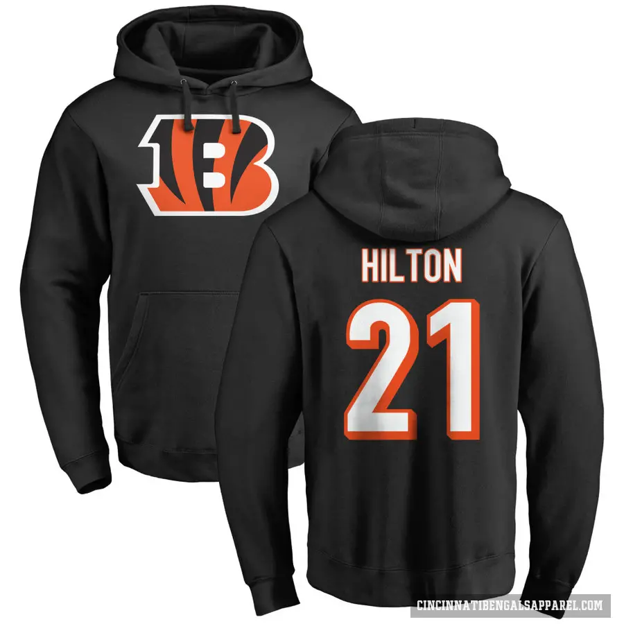 Men's ＃21 Mike Hilton Cincinnati Bengals Black Pro Line Logo Pullover Hoodie