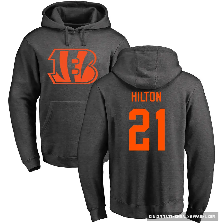 Men's ＃21 Mike Hilton Cincinnati Bengals Pro Line by Branded Ash One Color Pullover Hoodie
