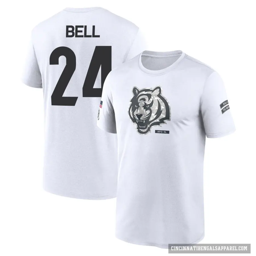 Men's ＃24 Vonn Bell Cincinnati Bengals White 2024 Salute to Service Performance T-Shirt
