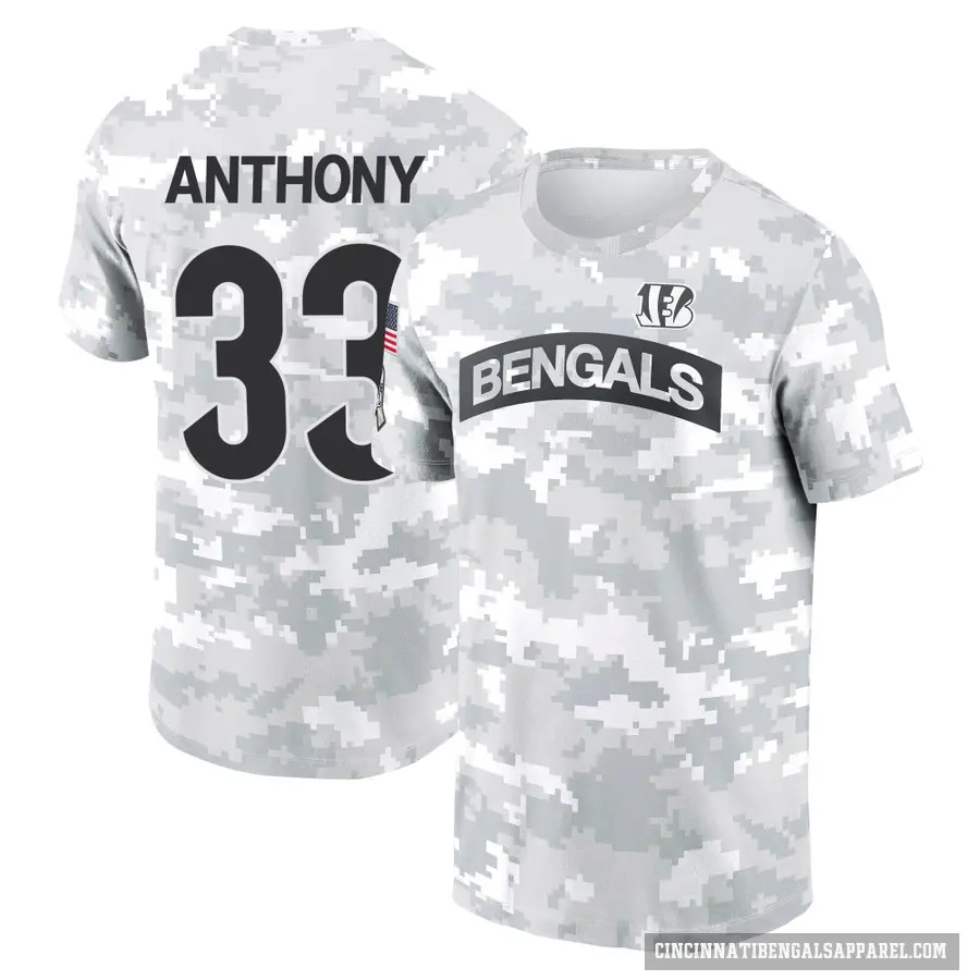 Men's ＃33 Daijahn Anthony Cincinnati Bengals Camo Arctic 2024 Salute to Service Performance T-Shirt