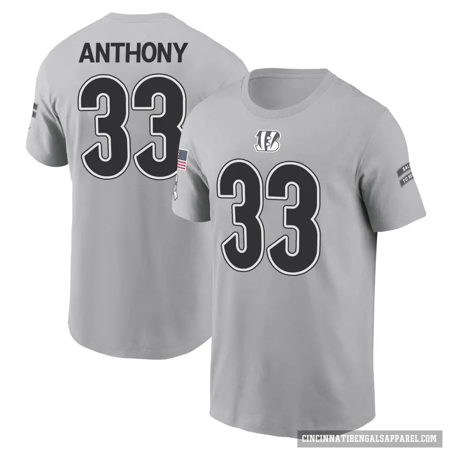 Men's ＃33 Daijahn Anthony Cincinnati Bengals Gray 2024 Salute to Service T-Shirt