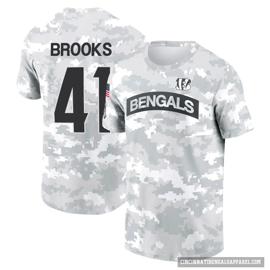 Men's ＃41 Nate Brooks Cincinnati Bengals Camo Arctic 2024 Salute to Service Performance T-Shirt