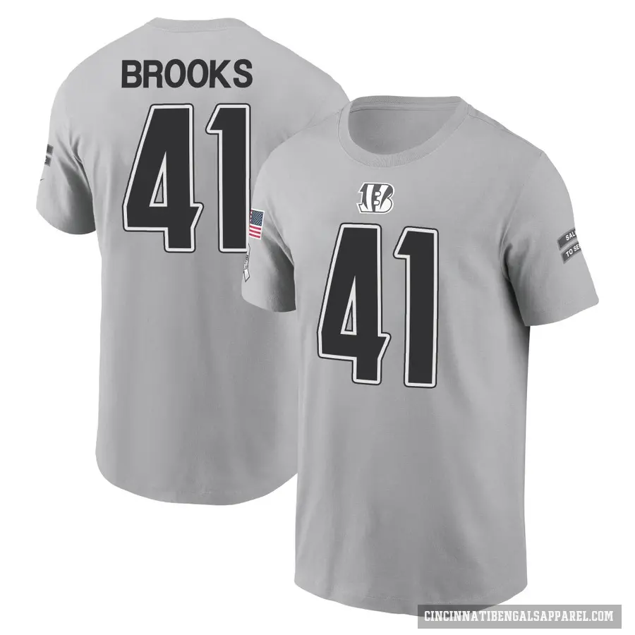 Men's ＃41 Nate Brooks Cincinnati Bengals Gray 2024 Salute to Service T-Shirt