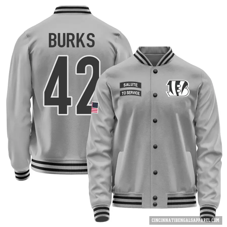 Men's ＃42 Oren Burks Cincinnati Bengals Gray Salute to Service Performance Jacket