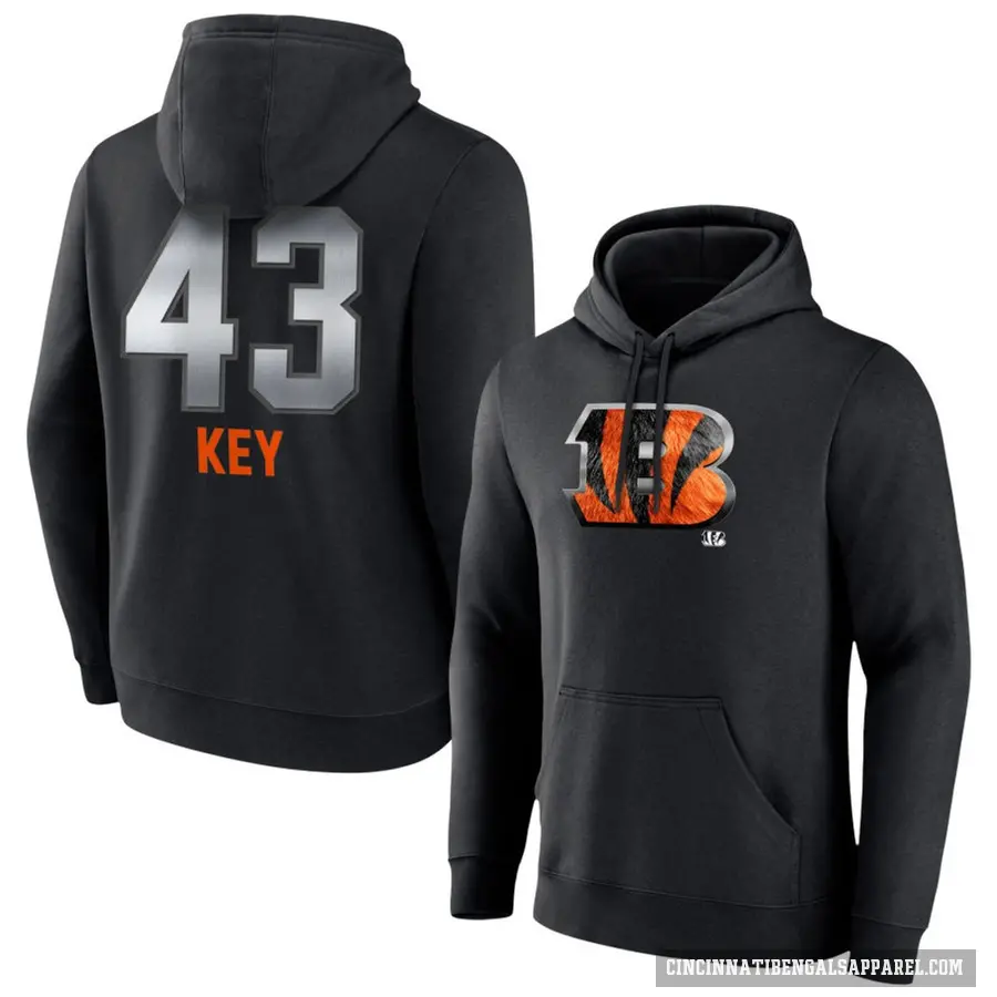 Men's ＃43 Jaylen Key Cincinnati Bengals Black Midnight Mascot Pullover Hoodie
