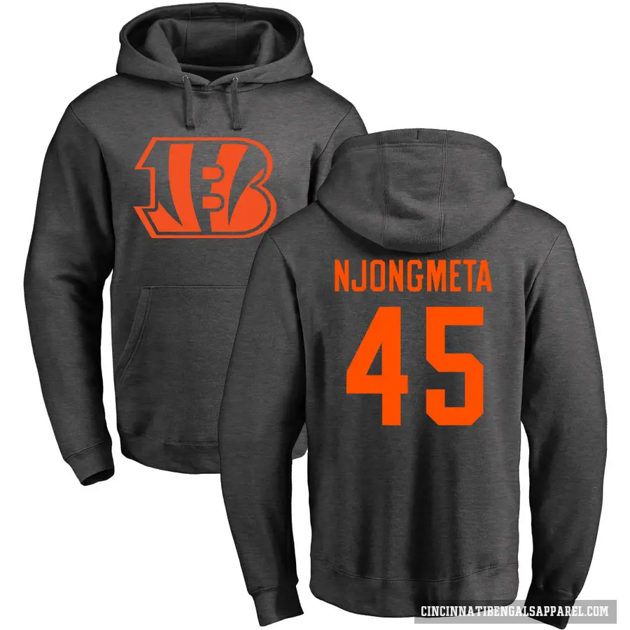 Men's ＃45 Maema Njongmeta Cincinnati Bengals Pro Line by Branded Ash One Color Pullover Hoodie