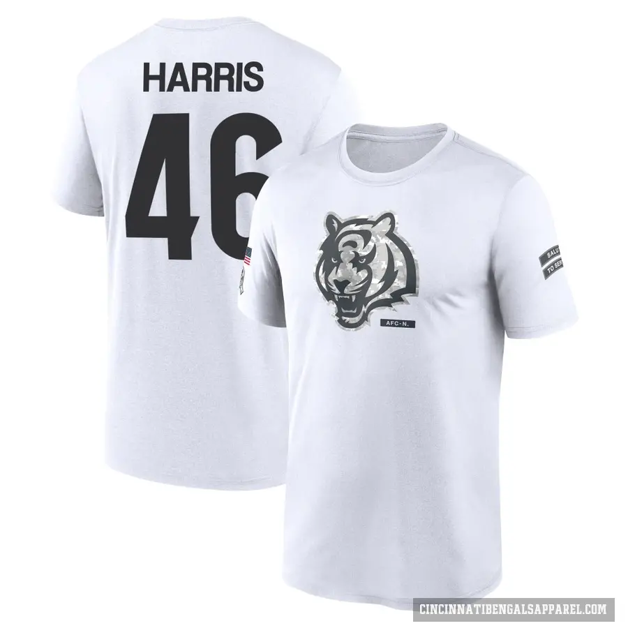 Men's ＃46 Clark Harris Cincinnati Bengals White 2024 Salute to Service Performance T-Shirt