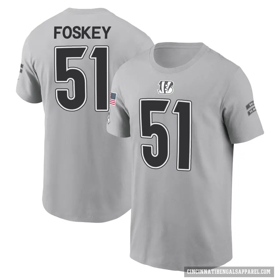 Men's ＃51 Isaiah Foskey Cincinnati Bengals Gray 2024 Salute to Service T-Shirt
