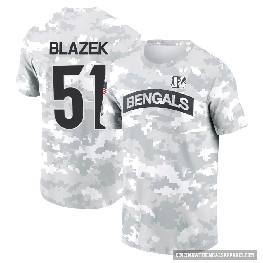 Men's ＃51 Justin Blazek Cincinnati Bengals Camo Arctic 2024 Salute to Service Performance T-Shirt