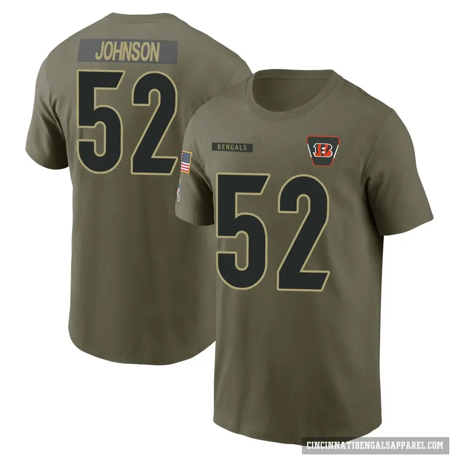 Men's ＃52 Cedric Johnson Cincinnati Bengals Olive 2025 Salute to Service T-Shirt