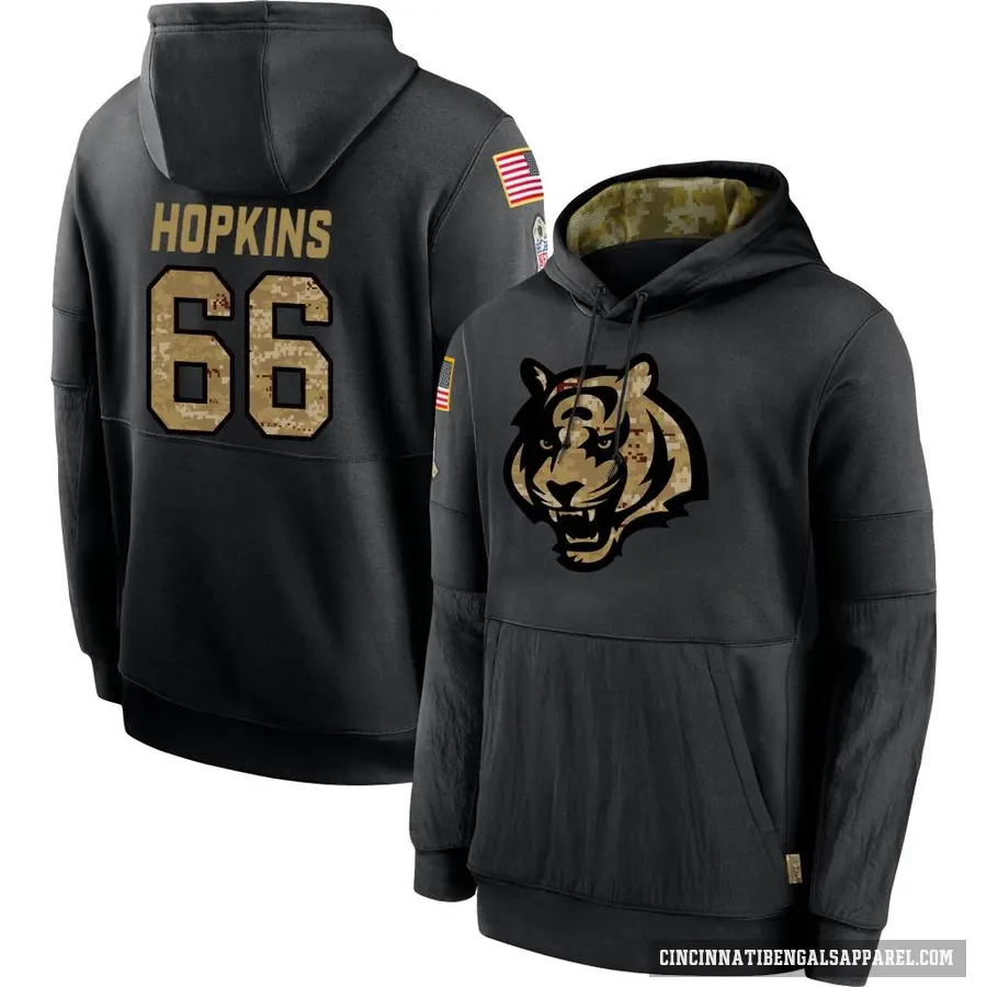 Men's ＃66 Trey Hopkins Cincinnati Bengals Black 2020 Salute to Service Sideline Performance Pullover Hoodie
