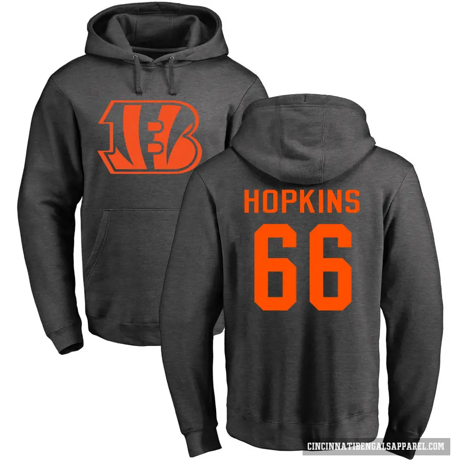 Men's ＃66 Trey Hopkins Cincinnati Bengals Pro Line by Branded Ash One Color Pullover Hoodie