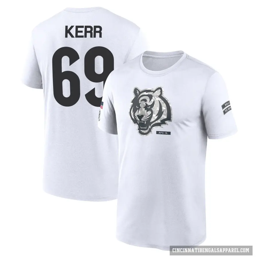 Men's ＃69 Zach Kerr Cincinnati Bengals White 2024 Salute to Service Performance T-Shirt