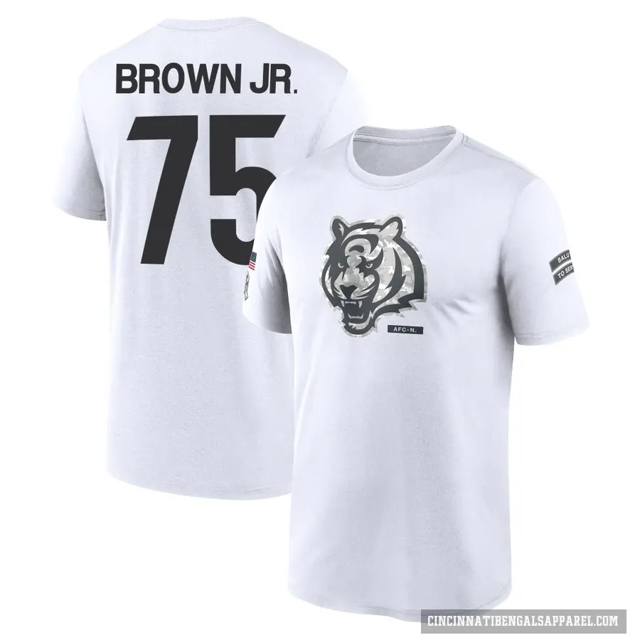 Men's ＃75 Orlando Brown Jr. Cincinnati Bengals White 2024 Salute to Service Performance T-Shirt