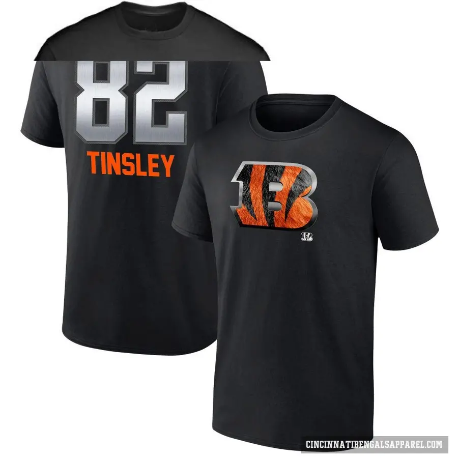 Men's ＃82 Mitchell Tinsley Cincinnati Bengals Black Midnight Mascot T-Shirt
