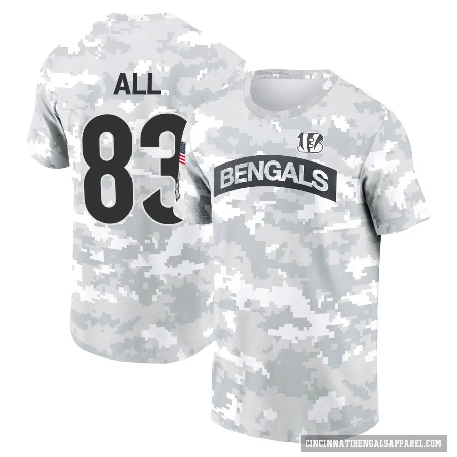 Men's ＃83 Erick All Jr. Cincinnati Bengals Camo Arctic 2024 Salute to Service Performance T-Shirt