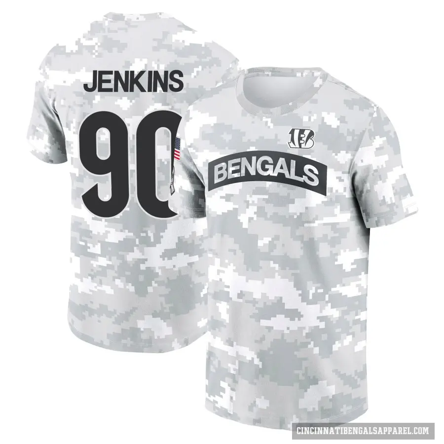 Men's ＃90 Kris Jenkins Jr. Cincinnati Bengals Camo Arctic 2024 Salute to Service Performance T-Shirt