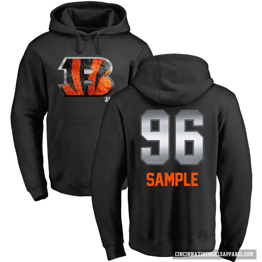 Men's ＃96 Cam Sample Cincinnati Bengals Black Midnight Mascot Pullover Hoodie