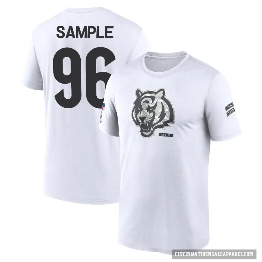 Men's ＃96 Cam Sample Cincinnati Bengals White 2024 Salute to Service Performance T-Shirt