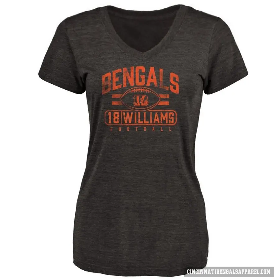 Women's ＃18 Isaiah Williams Cincinnati Bengals Black Flanker T-Shirt