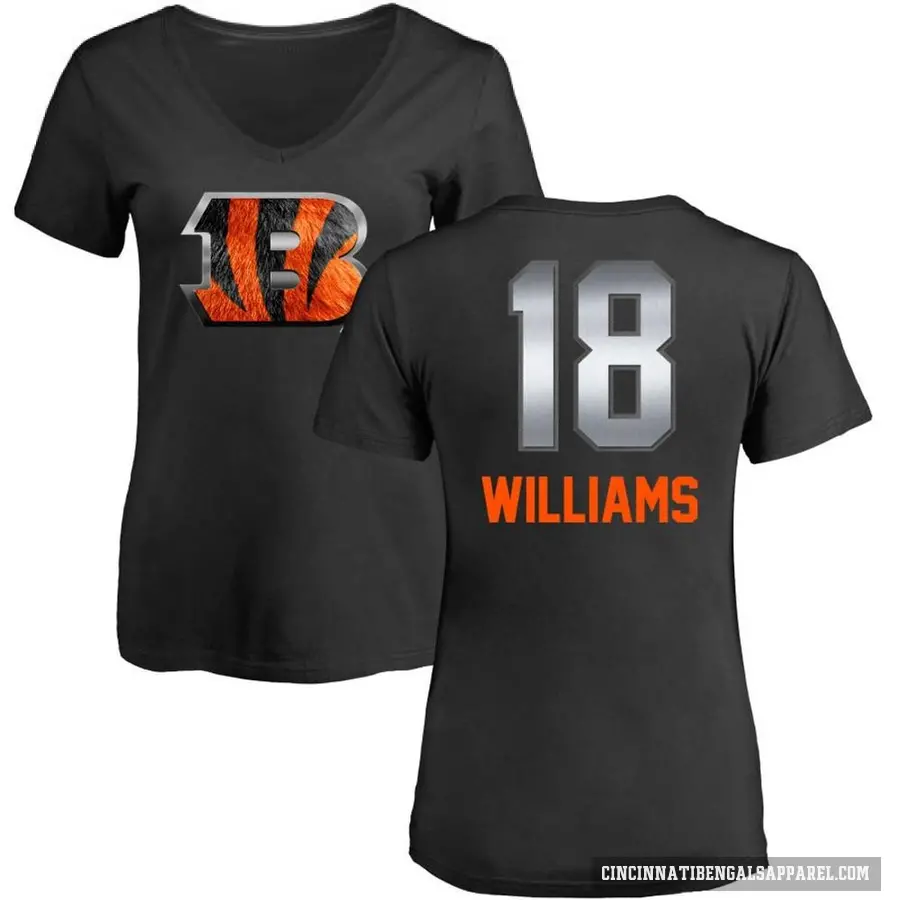 Women's ＃18 Isaiah Williams Cincinnati Bengals Black Midnight Mascot T-Shirt