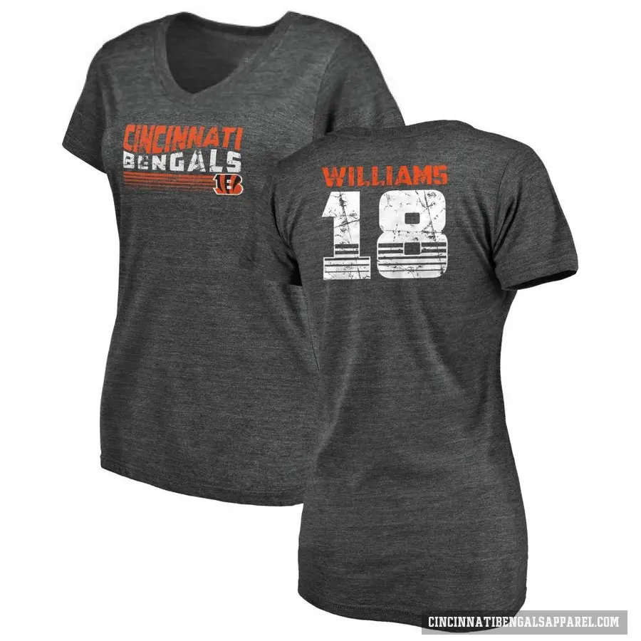 Women's ＃18 Isaiah Williams Cincinnati Bengals Black Retro V-Neck T-Shirt