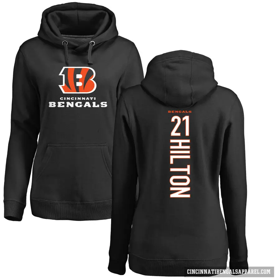 Women's ＃21 Mike Hilton Cincinnati Bengals Black Pro Line Backer Pullover Hoodie