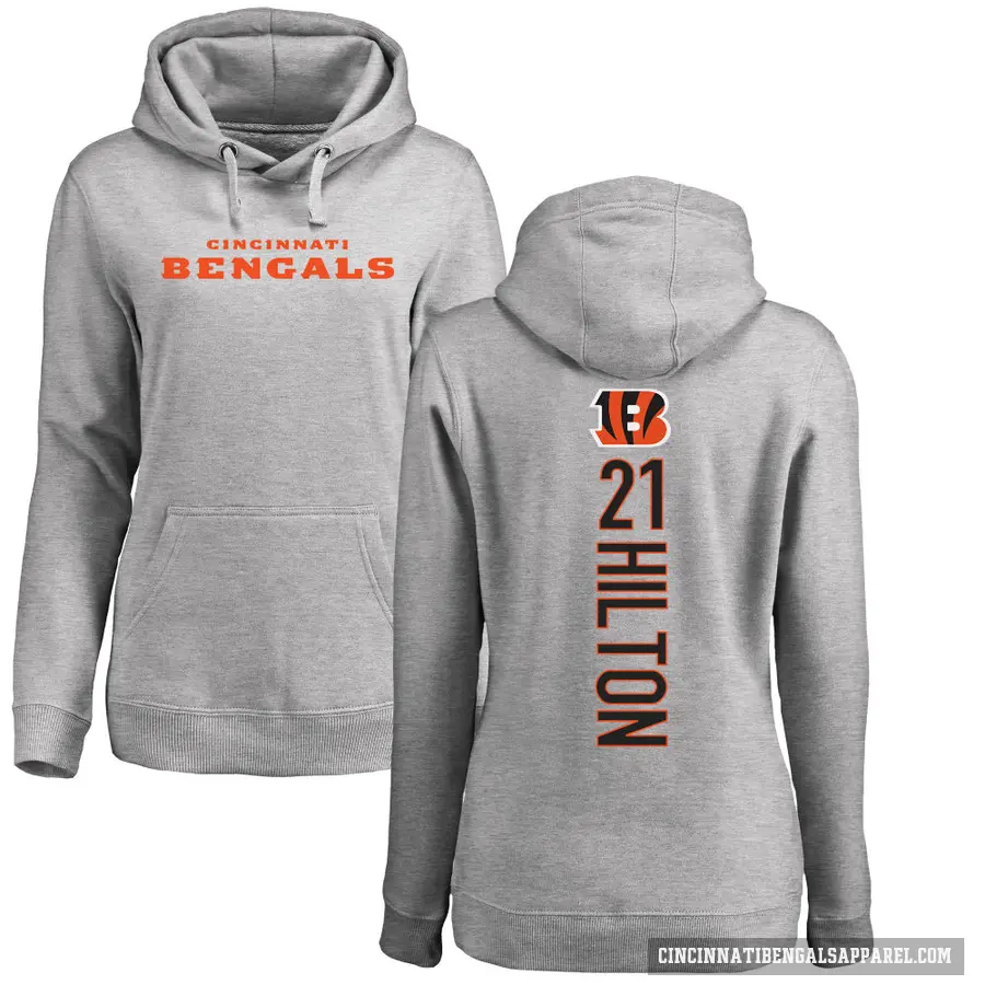 Women's ＃21 Mike Hilton Cincinnati Bengals Pro Line Ash Backer Pullover Hoodie
