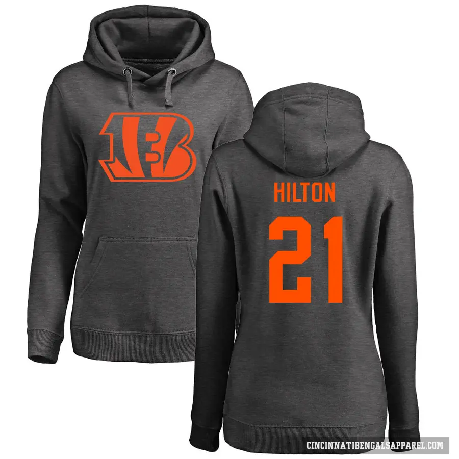 Women's ＃21 Mike Hilton Cincinnati Bengals Pro Line by Branded Ash One Color Pullover Hoodie