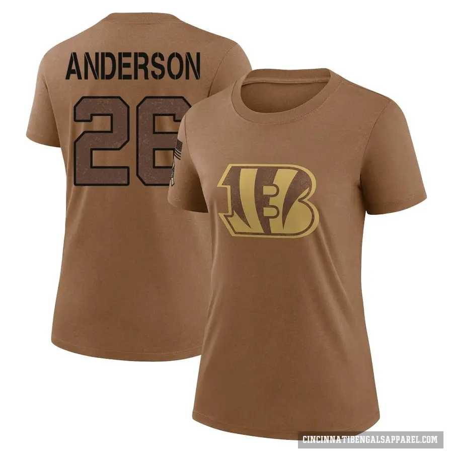 Women's ＃26 Tycen Anderson Cincinnati Bengals Brown 2023 Salute To Service Performance T-Shirt