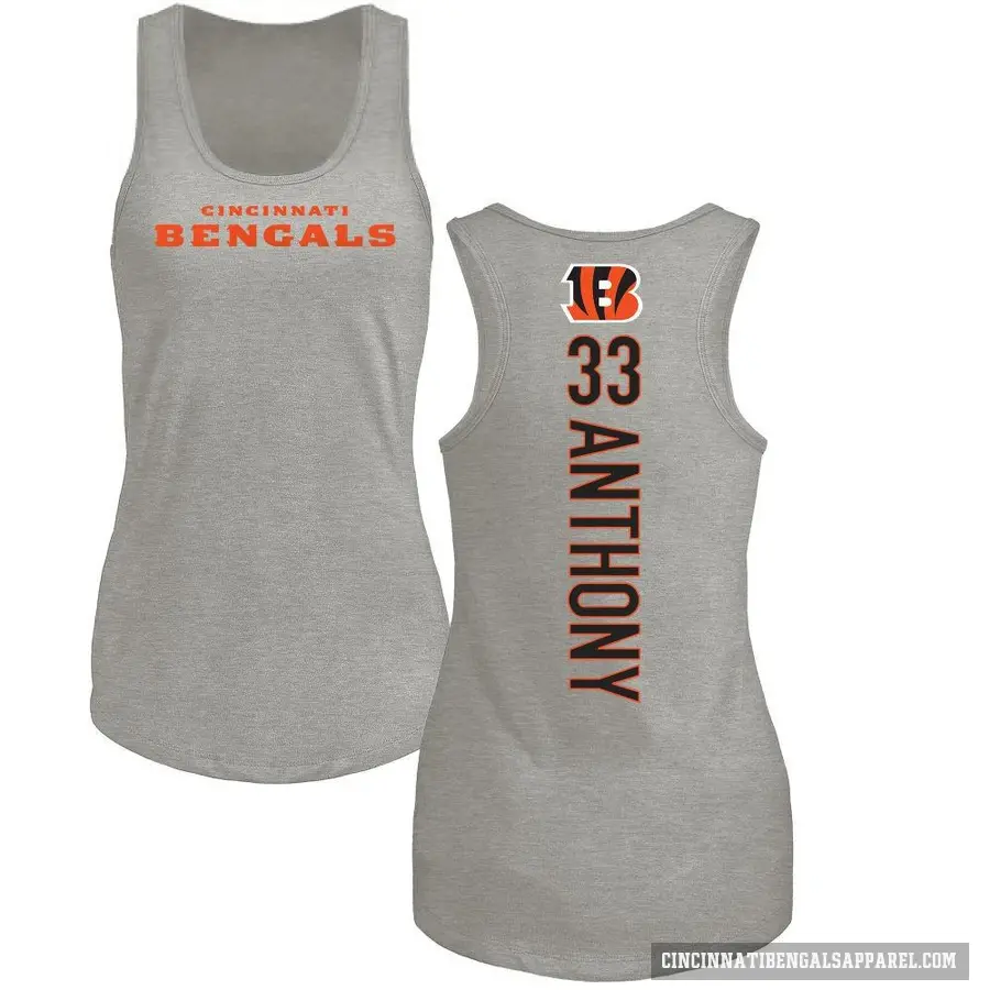 Women's ＃33 Daijahn Anthony Cincinnati Bengals Ash Backer Tank Top