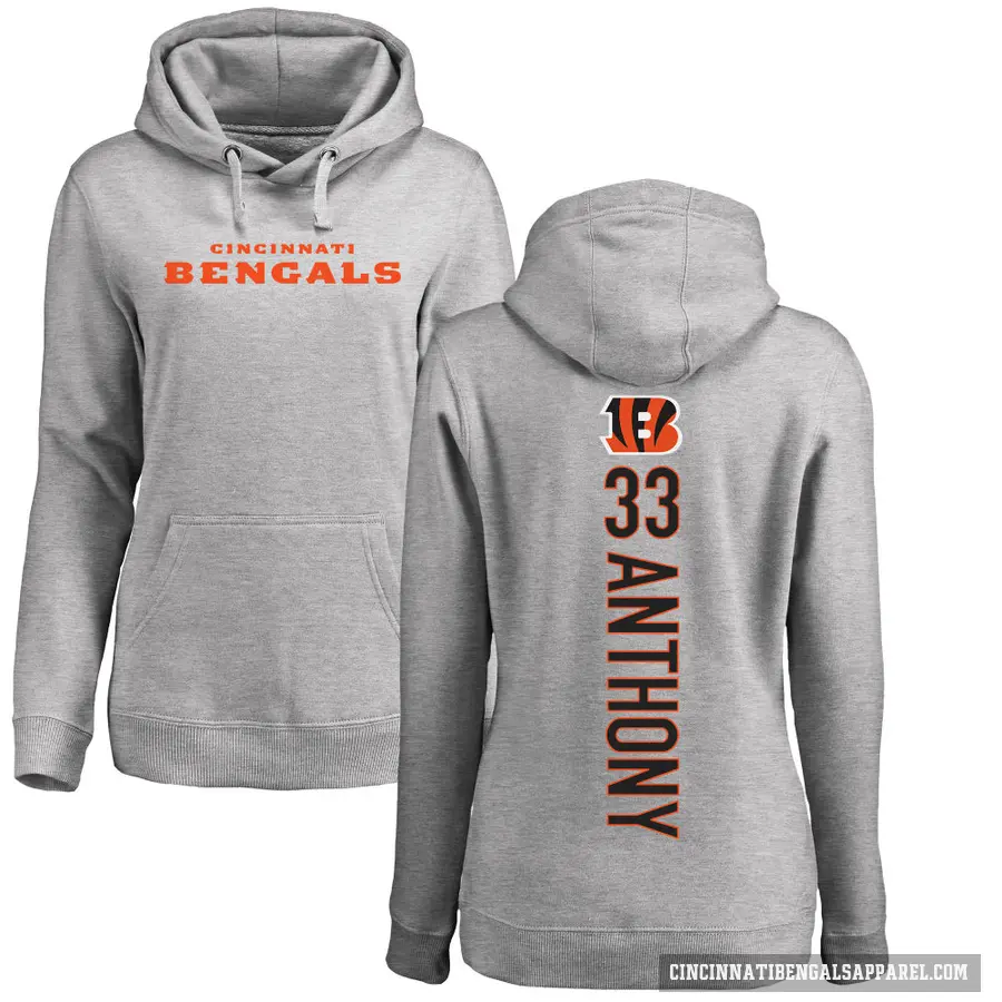Women's ＃33 Daijahn Anthony Cincinnati Bengals Pro Line Ash Backer Pullover Hoodie