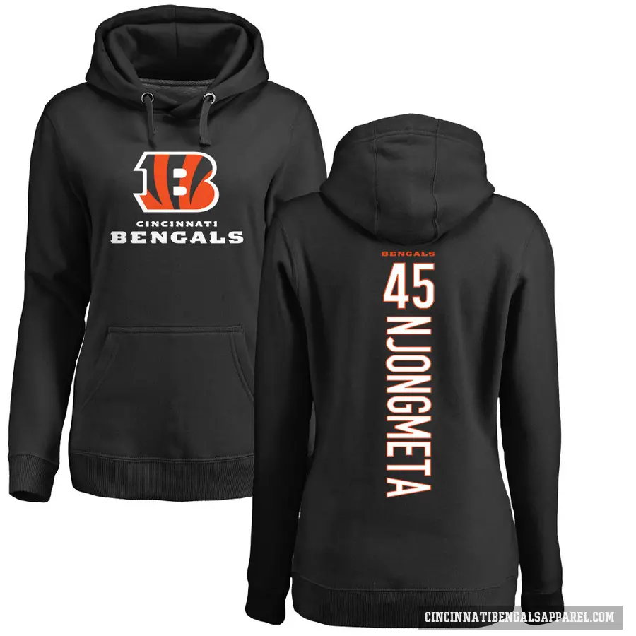 Women's ＃45 Maema Njongmeta Cincinnati Bengals Black Pro Line Backer Pullover Hoodie