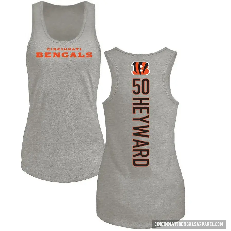 Women's ＃50 Shaka Heyward Cincinnati Bengals Ash Backer Tank Top