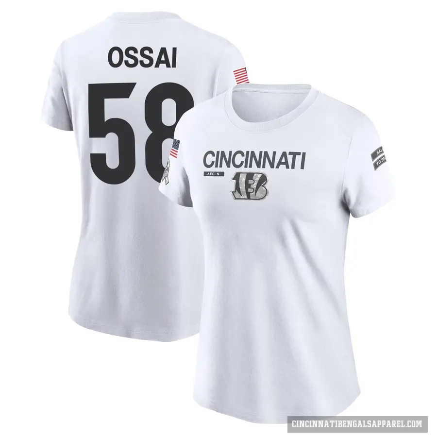Women's ＃58 Joseph Ossai Cincinnati Bengals White 2024 Salute to Service Performance T-Shirt