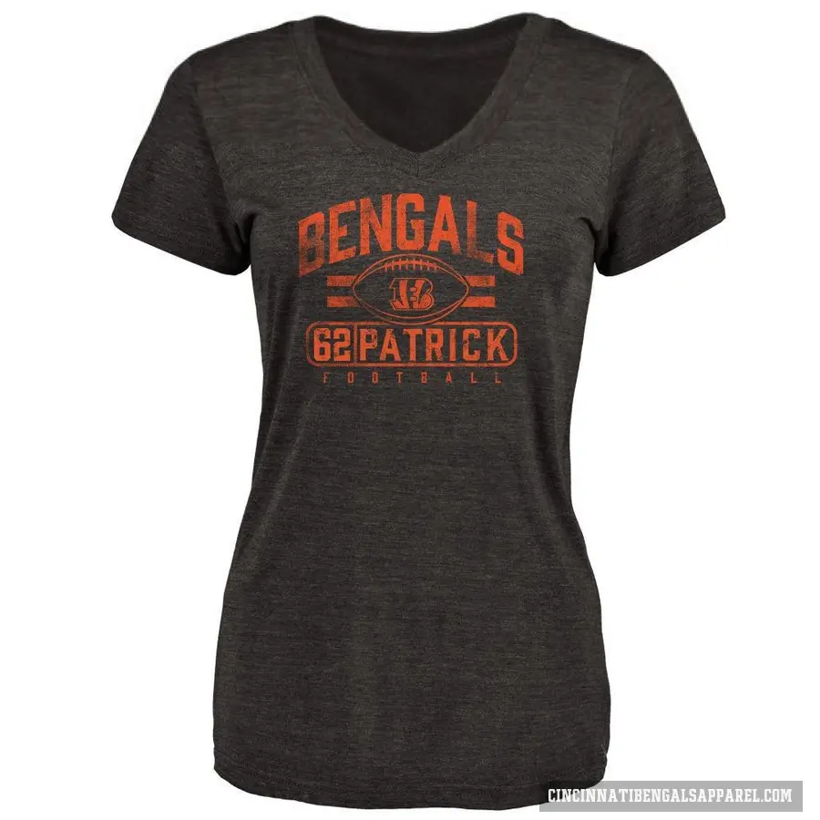 Women's ＃62 Lucas Patrick Cincinnati Bengals Black Flanker T-Shirt