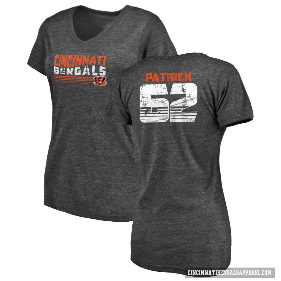 Women's ＃62 Lucas Patrick Cincinnati Bengals Black Retro V-Neck T-Shirt