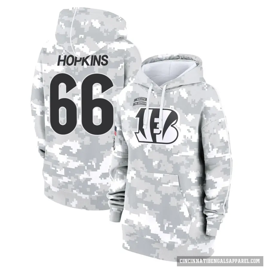 Women's ＃66 Trey Hopkins Cincinnati Bengals Arctic Camo 2024 Salute to Service Club Fleece Pullover Hoodie