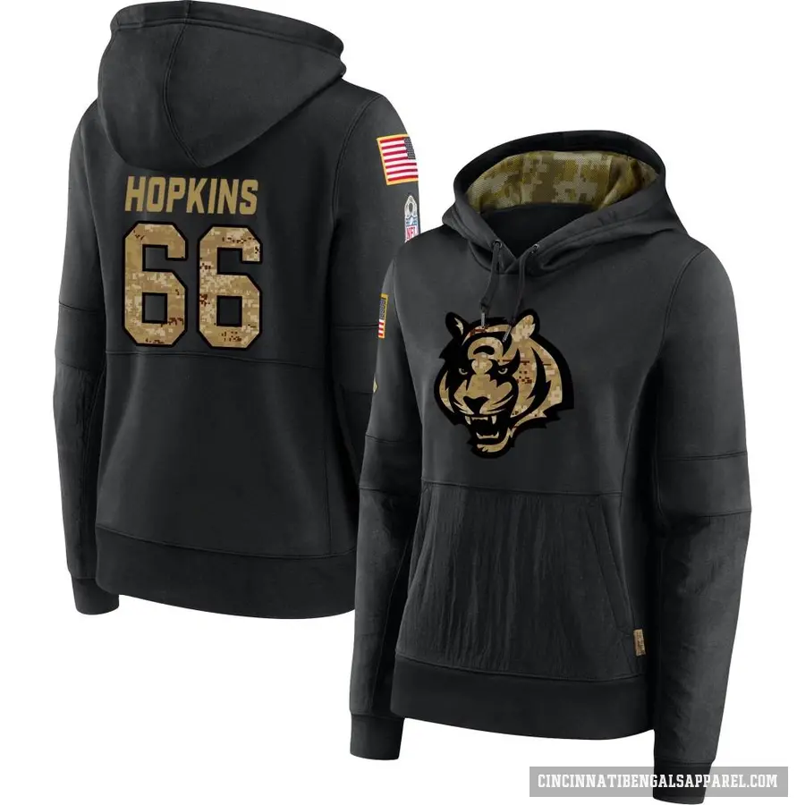 Women's ＃66 Trey Hopkins Cincinnati Bengals Black 2020 Salute to Service Sideline Performance Pullover Hoodie