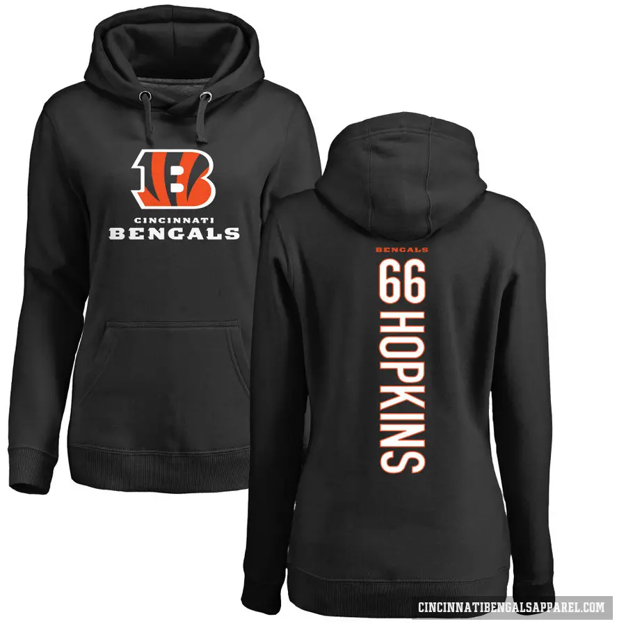 Women's ＃66 Trey Hopkins Cincinnati Bengals Black Pro Line Backer Pullover Hoodie