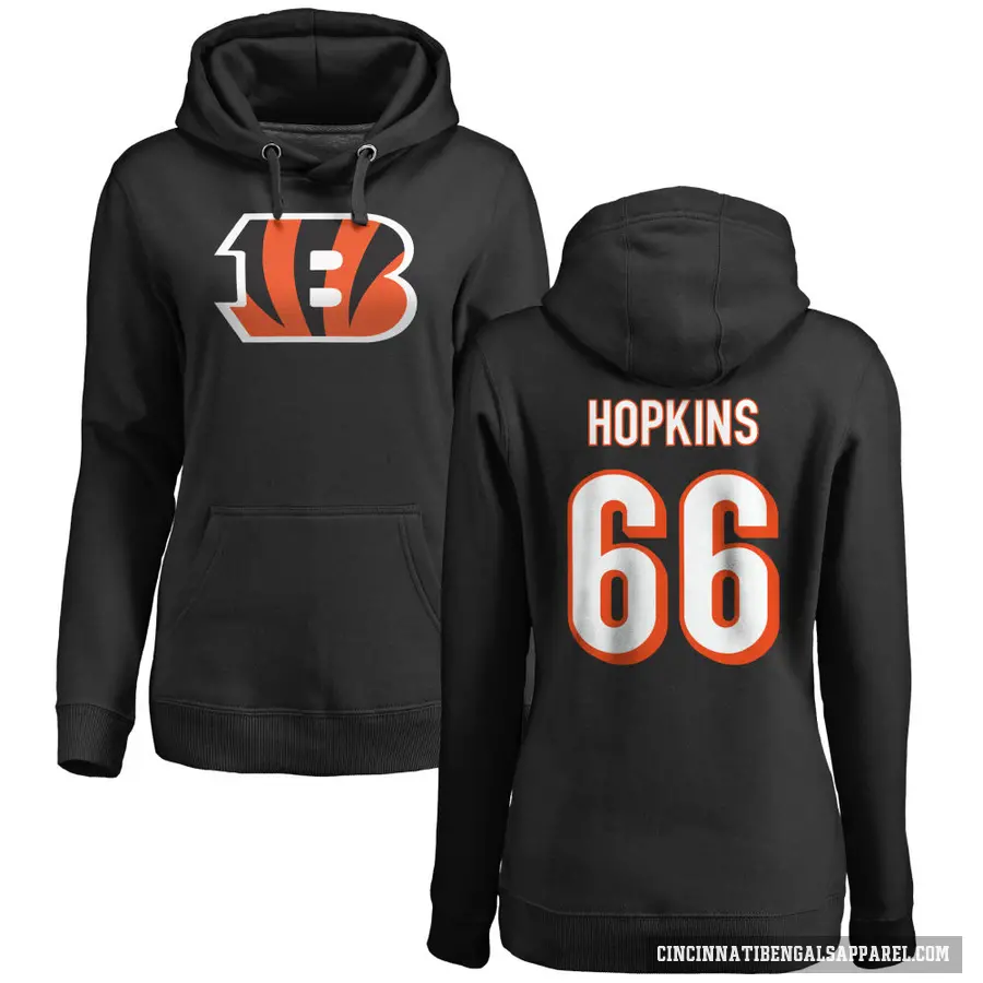 Women's ＃66 Trey Hopkins Cincinnati Bengals Black Pro Line Logo Pullover Hoodie