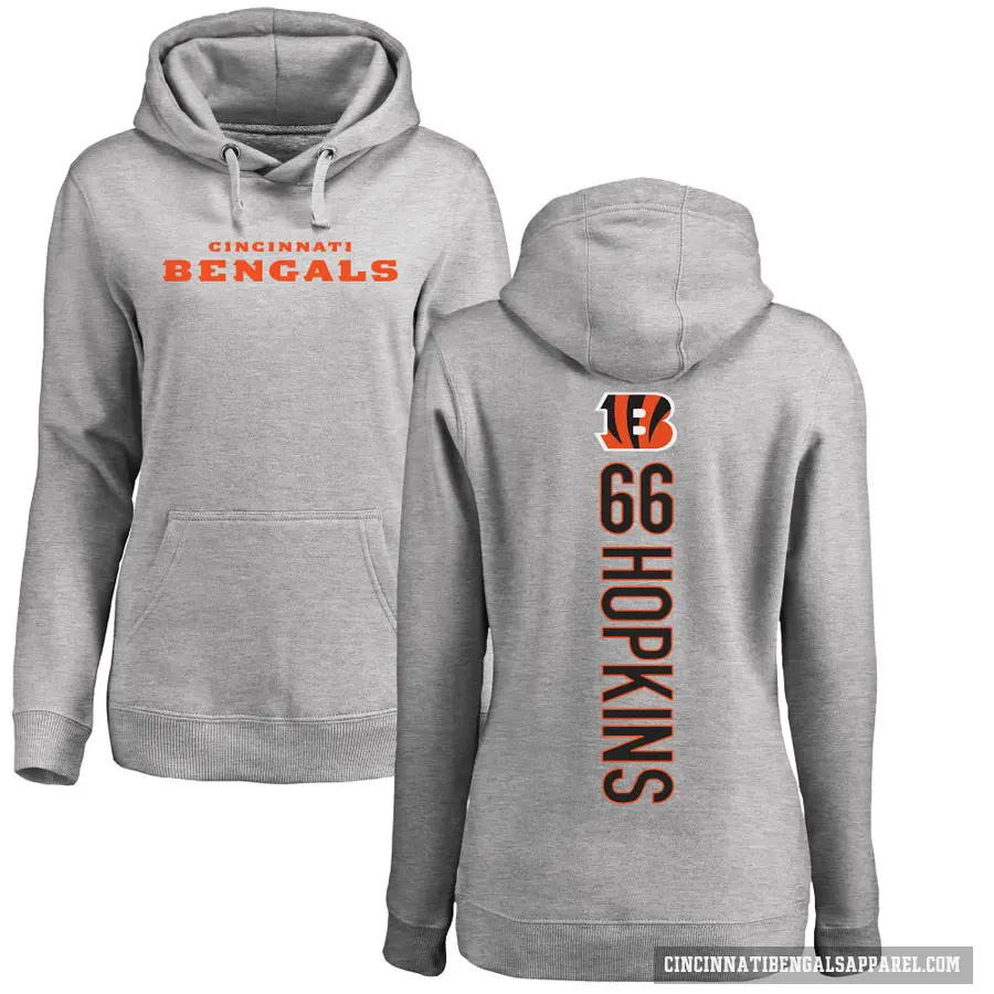 Women's ＃66 Trey Hopkins Cincinnati Bengals Pro Line Ash Backer Pullover Hoodie
