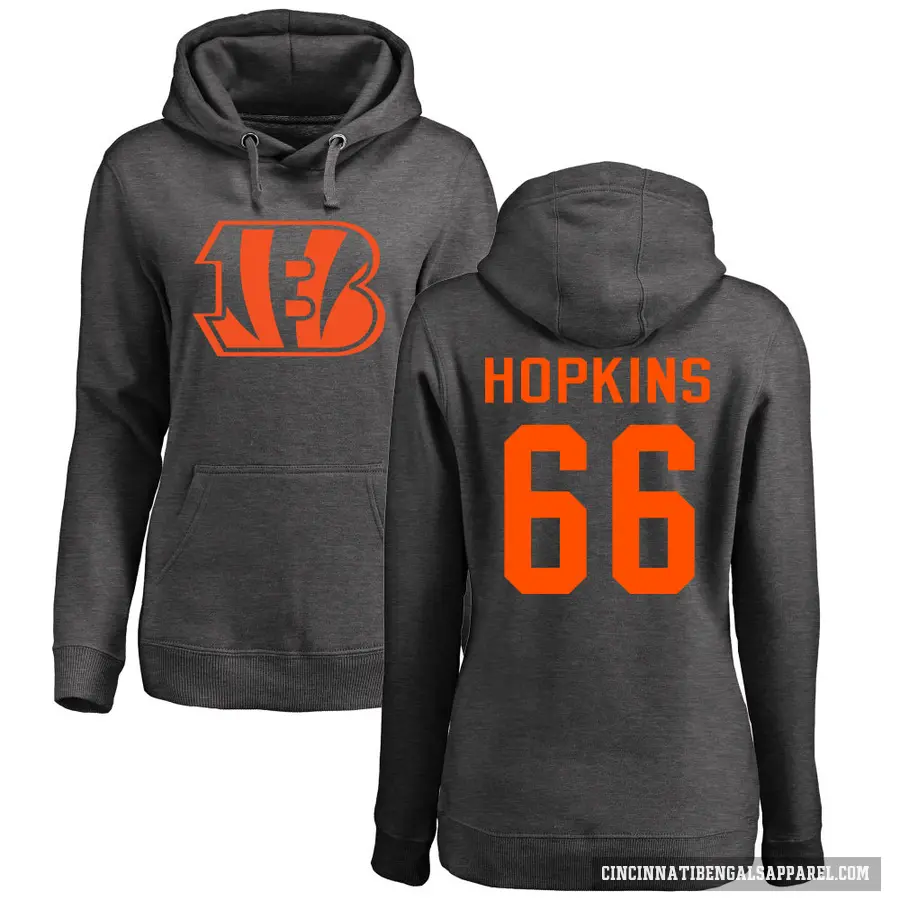Women's ＃66 Trey Hopkins Cincinnati Bengals Pro Line by Branded Ash One Color Pullover Hoodie