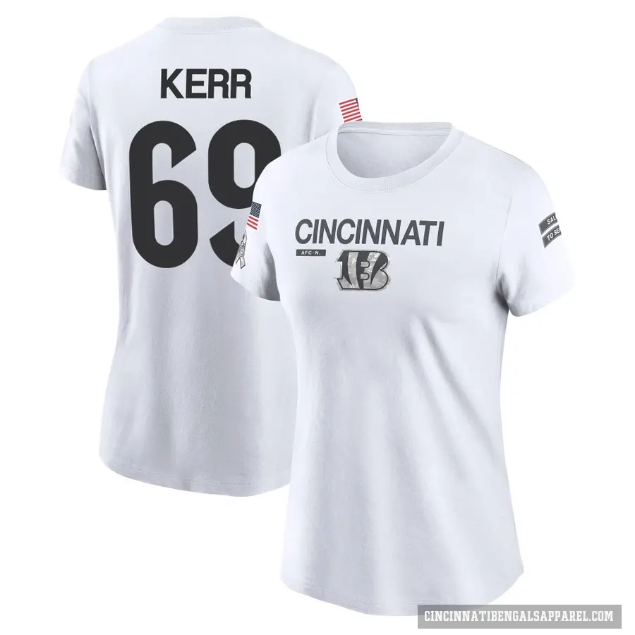 Women's ＃69 Zach Kerr Cincinnati Bengals White 2024 Salute to Service Performance T-Shirt