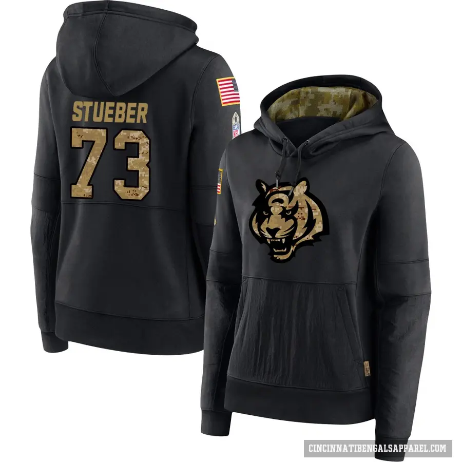 Women's ＃73 Andrew Stueber Cincinnati Bengals Black 2020 Salute to Service Sideline Performance Pullover Hoodie