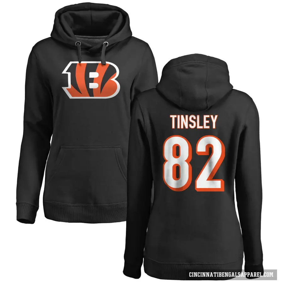Women's ＃82 Mitchell Tinsley Cincinnati Bengals Black Pro Line Logo Pullover Hoodie