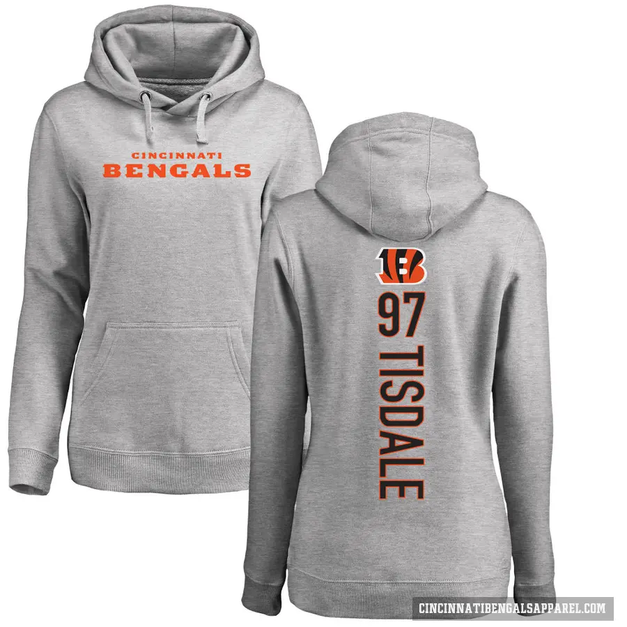 Women's ＃97 Tariqious Tisdale Cincinnati Bengals Pro Line Ash Backer Pullover Hoodie