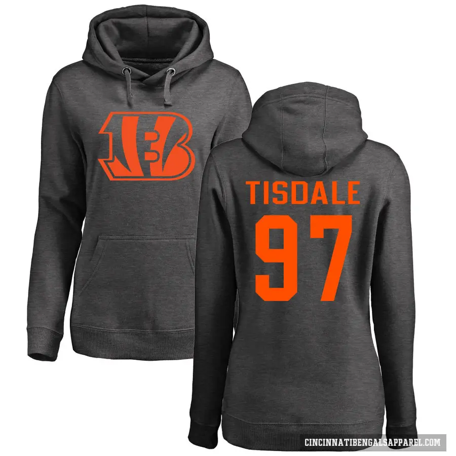 Women's ＃97 Tariqious Tisdale Cincinnati Bengals Pro Line by Branded Ash One Color Pullover Hoodie