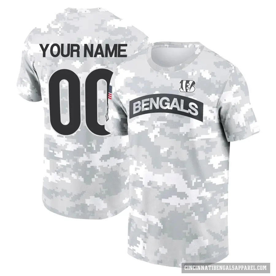 Youth ＃00 Custom Cincinnati Bengals Camo Arctic 2024 Salute to Service Performance T-Shirt